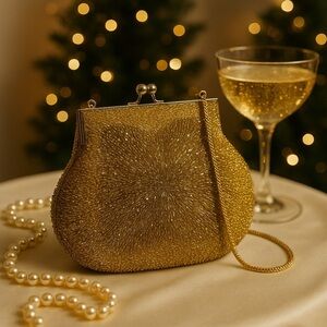 Vintage Surrey Luggage Gold Evening Bag